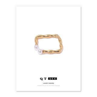 Freshwater Pearl Alloy Open Ring Gold - One Size
