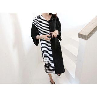 V-neck Striped-panel Dress