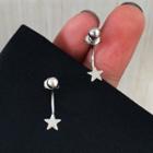 Star Dangle Earring 1 Pair - Earring - Silver - One Size