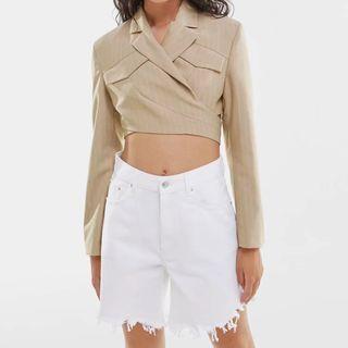 Long-sleeve Cross-strap Cropped Blazer