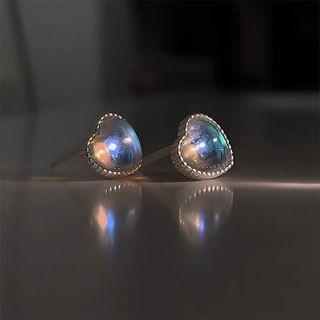 Heart Alloy Earring 1 Pair - Earring - Love Heart - Silver Pin - Multicolor - White - One Size