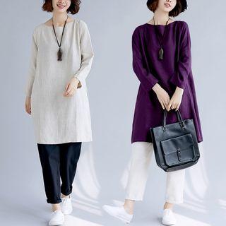 Set: Long-sleeve Long T-shirt + Wide-leg Pants