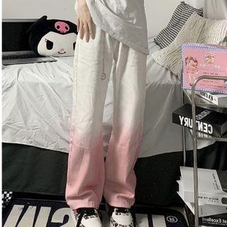 High Waist Gradient Loose-fit Jeans