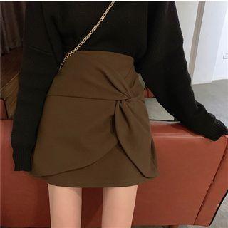 Twist Woolen Mini Skirt