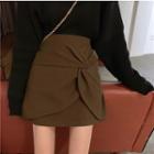 Twist Woolen Mini Skirt