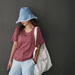 Padded-shoulder Short-sleeve T-shirt
