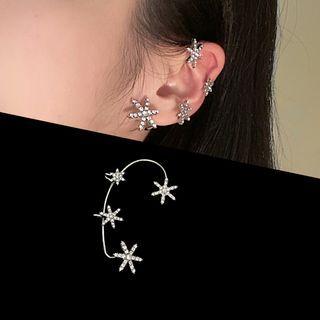 Star Rhinestone Alloy Earring 1 Pc - Silver - One Size
