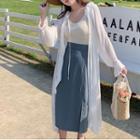 Drawstring Long Chiffon Jacket