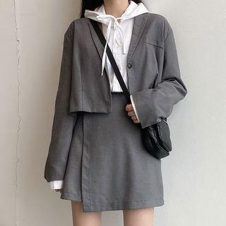 Single-breasted Cropped Blazer / Mini A-line Skirt