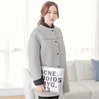 Drop-shoulder Snap-button Coat