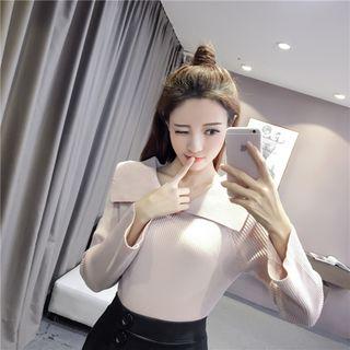 Collared Long Sleeve Knit Top
