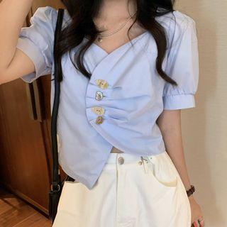 Puff-sleeve Asymmetric Top