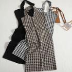 Halter Button-up Knit Sheath Dress