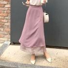 Tulle-layered Maxi Skirt Cocoa - One Size