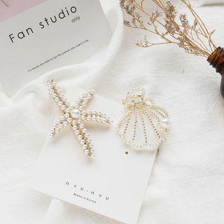 Faux Leather Starfish / Shell Hair Clip