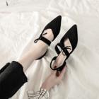 Pointed Ribbon Low Heel Sandals
