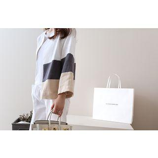 Round-neck Color-block Linen Jacket