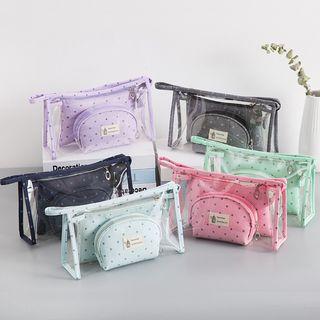 Set Of 3: Pvc Mesh / Dotted Pouch
