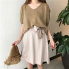 Short-sleeve Knit Top / A-line Skirt