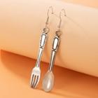 Asymmetrical Fork & Spoon Drop Earring 21146 - 1 Pair - Silver - One Size