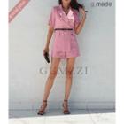Metal-button Blazer & Shorts Officewear Set