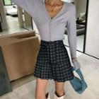 High-waist Argyle Mini A-line Skirt