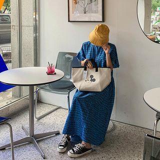 Ruffle-sleeve Pattern Long Dress