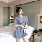 Hat Applique Short-sleeve Buttoned A-line Dress