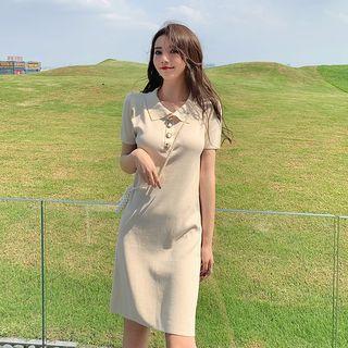 Plain Knit Polo Dress