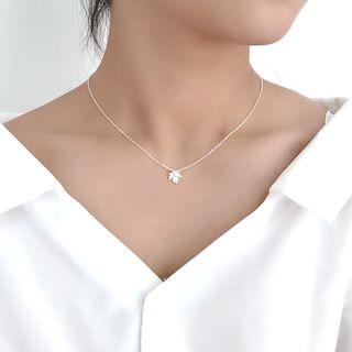 925 Sterling Silver Leaf Pendant Necklace With Gift Box - Silver - One Size