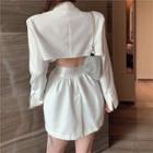 Long-sleeve Buttoned Mini Coat Dress