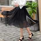 Slit Side Pleated Midi Skirt