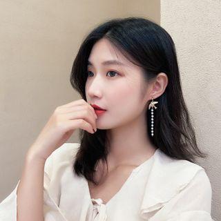 Bird & Cage Faux Pearl Asymmetrical Dangle Earring
