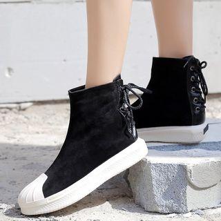Lace Up Back Fleece-lined High-top Sneakers