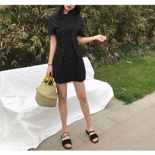 Short-sleeve Cross Sheath Dress