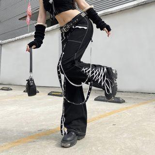 Low-rise Loose-fit Lace Paneled Pants