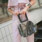 Square-handle Transparent Tote With Croc Pouch