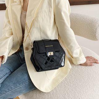 Argyle Stitched Hexagon Patent Crossbody Bag