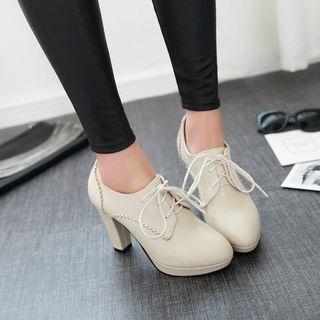 Faux-leather High-heel Oxford Shoes