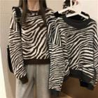 Zebra Pattern Long-sleeve Sweater