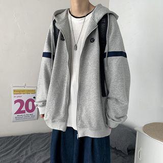 Striped Zipped Hood Jacket