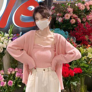 Set: Ribbed Knit Bandeau + Cardigan