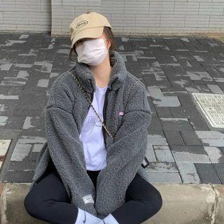 Fleece Loose-fit Jacket Gray - One Size