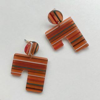 Striped Dangle Earring 1 Pair - Earrings - One Size