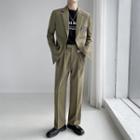 Set: Two Tone Chain-accent Blazer + Straight Leg Dress Pants