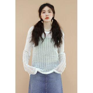 See-though Knit Top White - One Size