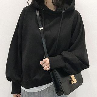Balloon-sleeve Plain Hoodie