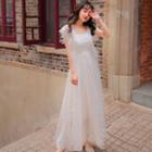 Lace Trim Sleeveless Maxi A-line Dress