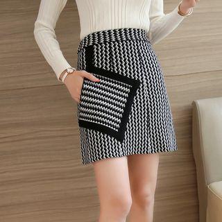 Patterned Panel Mini Skirt