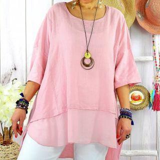Elbow-sleeve Plain Tunic